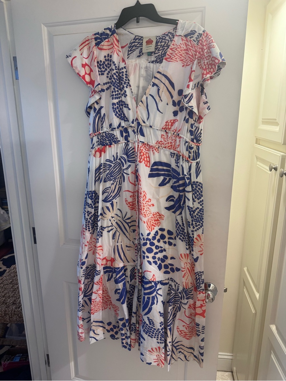 FARM Rio Multicolor Red and Blue Lobster Printed Midi/Maxi dress - Picture 4 of 6